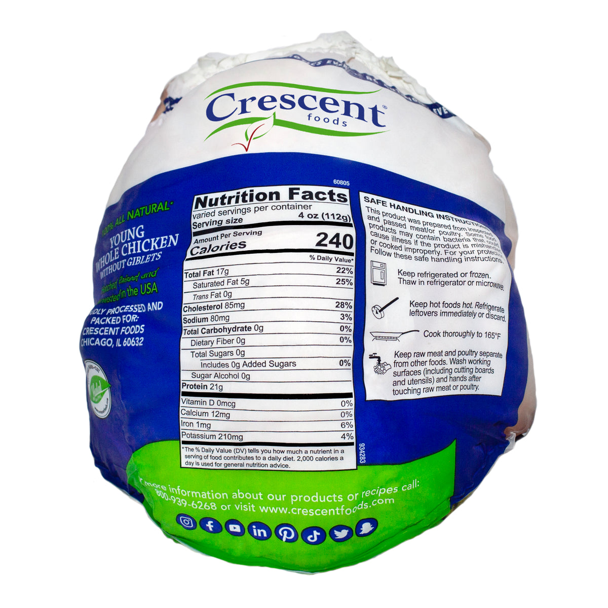 Crescent Foods All-Natural Whole Turkey | Halal | 8-12 lbs.