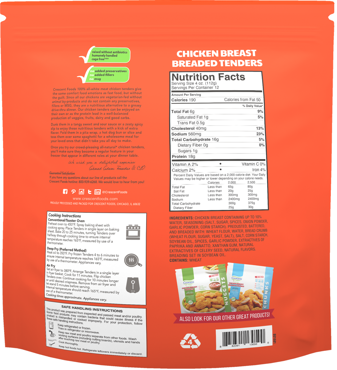 Crescent Foods Chicken Breast Breaded Tenders Home Meat Delivery