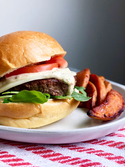 Lamb Burgers with Sweet Potato Wedges