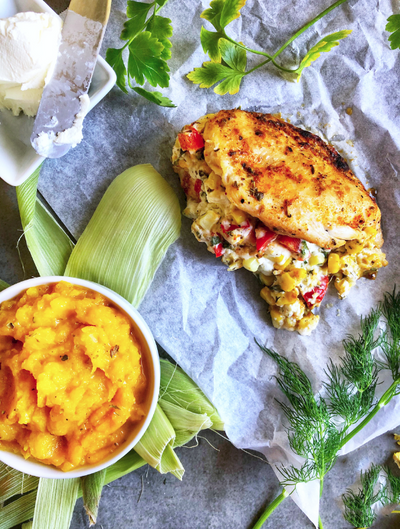 Stuffed Chicken Breast with Butternut Squash Mash