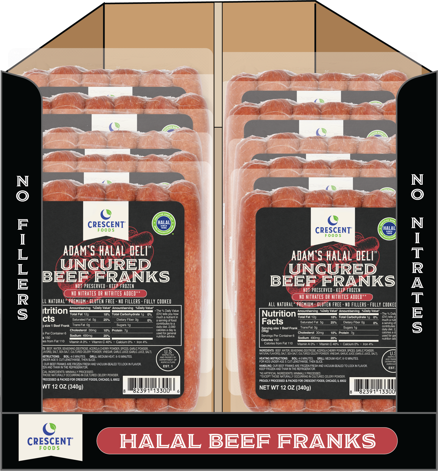 Crescent Crescent Foods 24 Pound Case - 12 Units- 32oz Each- 192 Beef Franks — product image