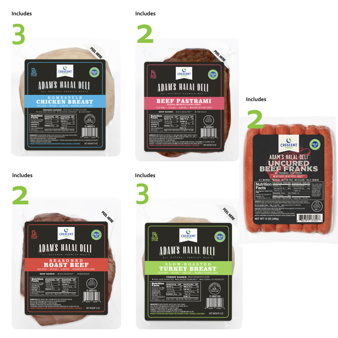 Adam's Halal Deli 12-Pack Variety Deli Sampler Bundle