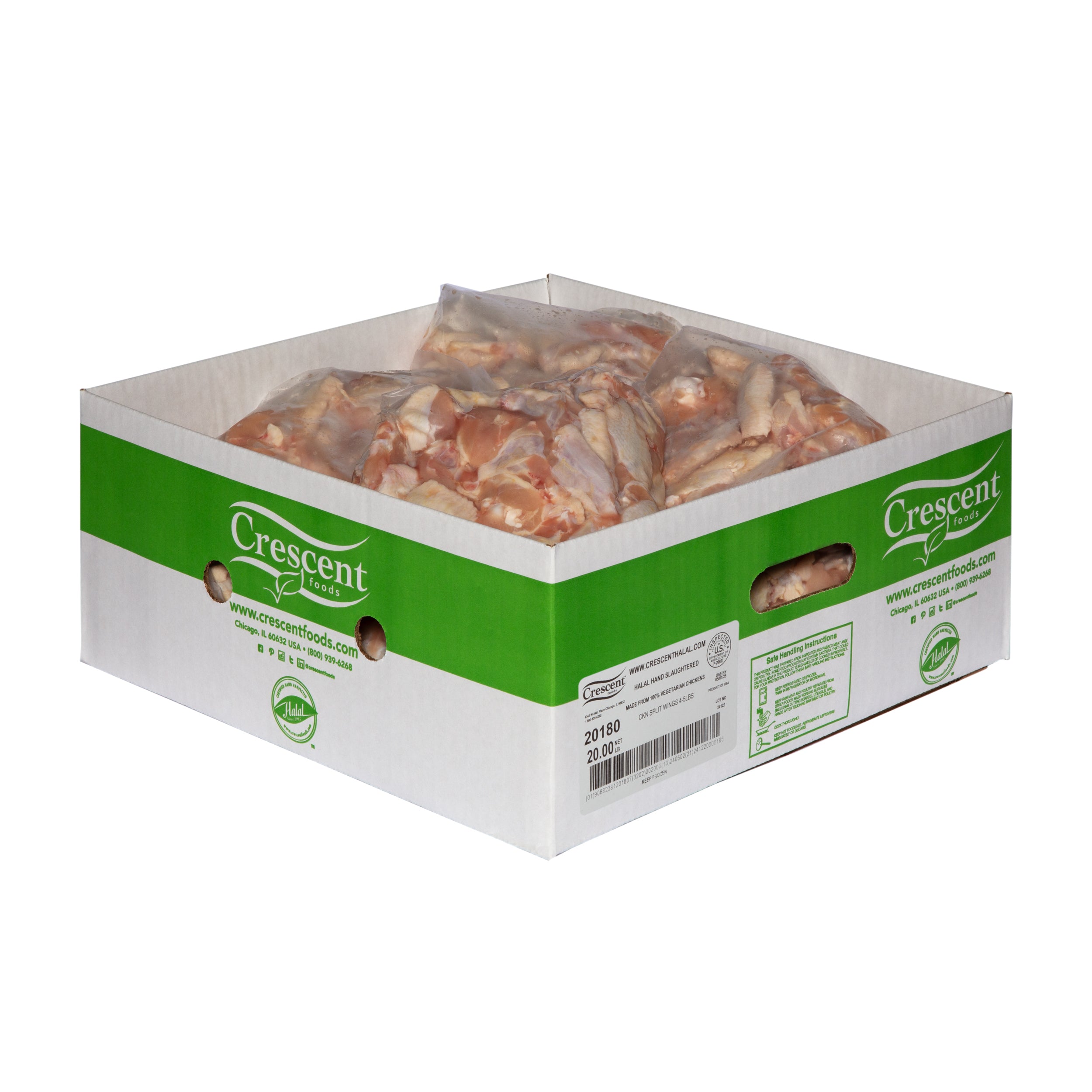 20 Pound Case - All Natural Halal Hand-Cut Party Wings