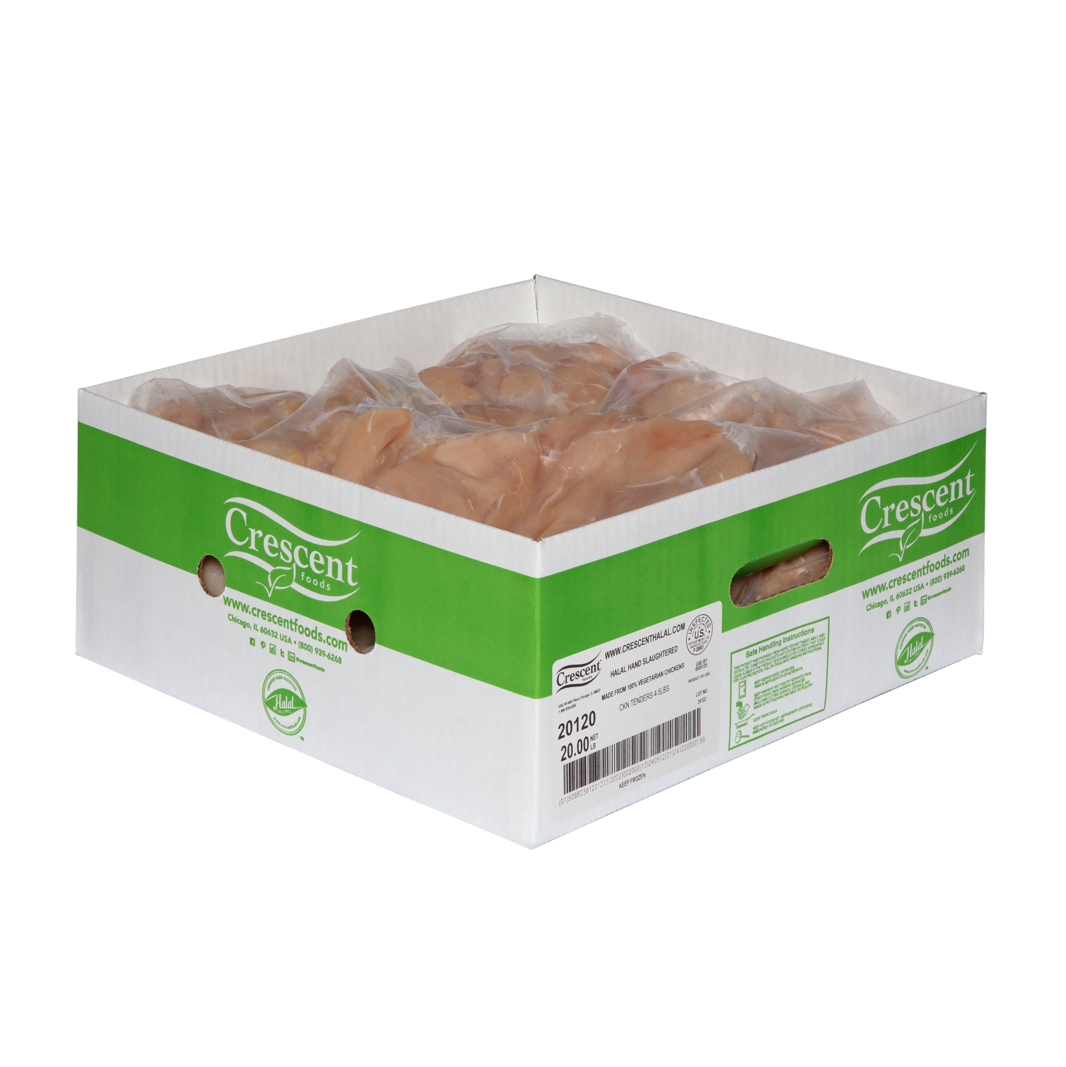 20 Pound Case - All Natural Halal Hand-Cut Chicken Tenders