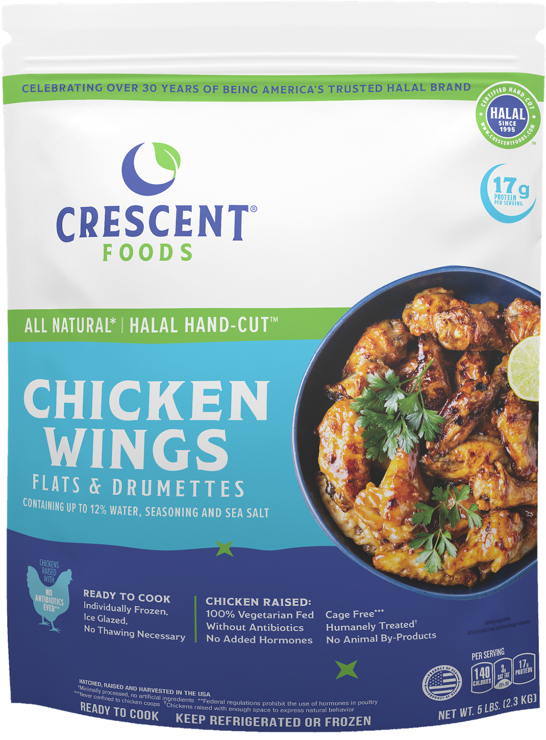 Individually Frozen Halal Chicken Wings | Crescent Foods Halal Meat