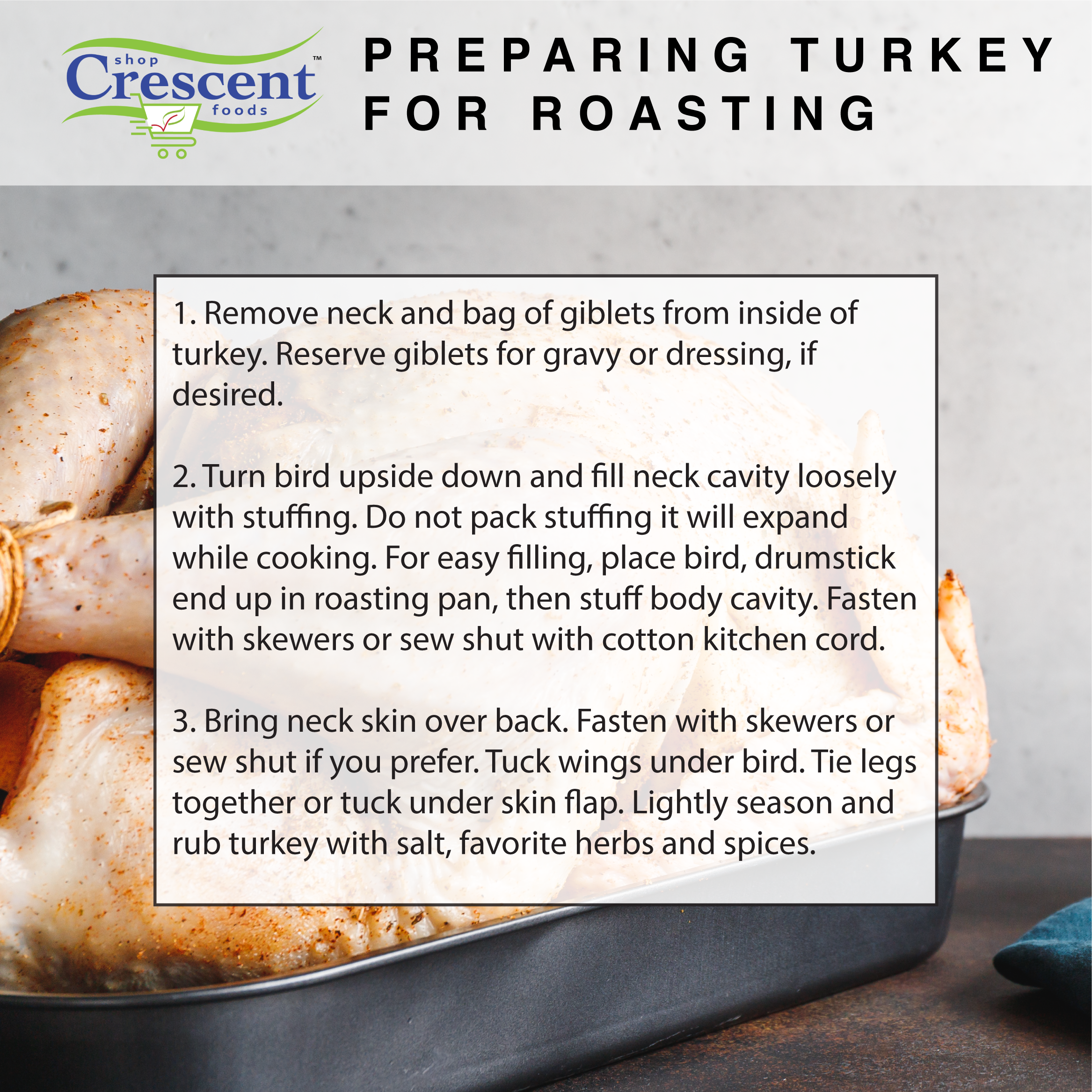 CRESCENT FOODS | WHOLE TURKEY | HOME MEAT DELIVERY | TURKEY COOKING INSTRUCTIONS