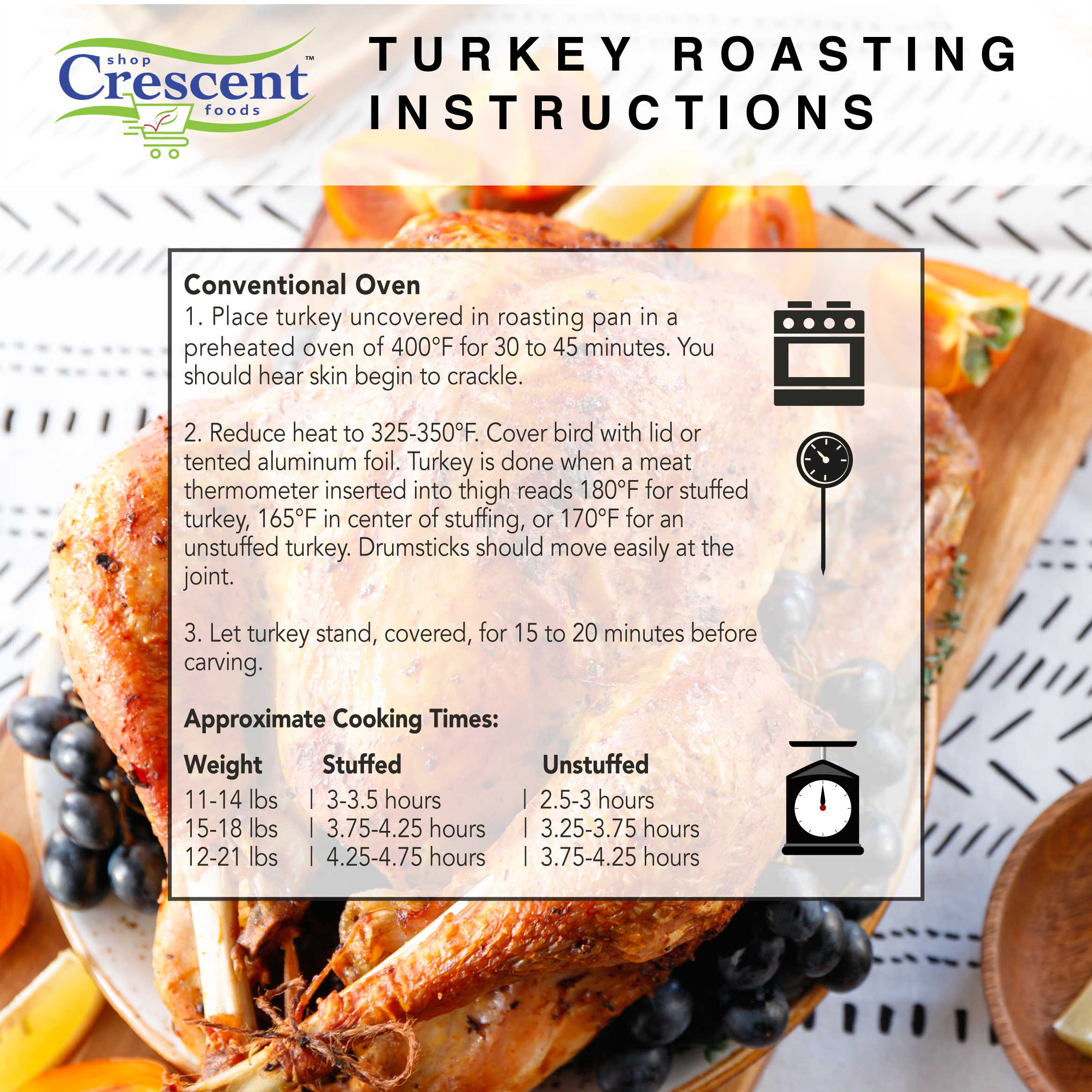 CRESCENT FOODS | WHOLE TURKEY | HOME MEAT DELIVERY | TURKEY COOKING INSTRUCTIONS